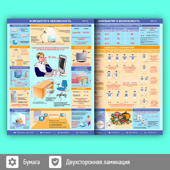 Плакаты «Компьютер и безопасность» (М-15, ламинированная бумага, А2, 2 листа)